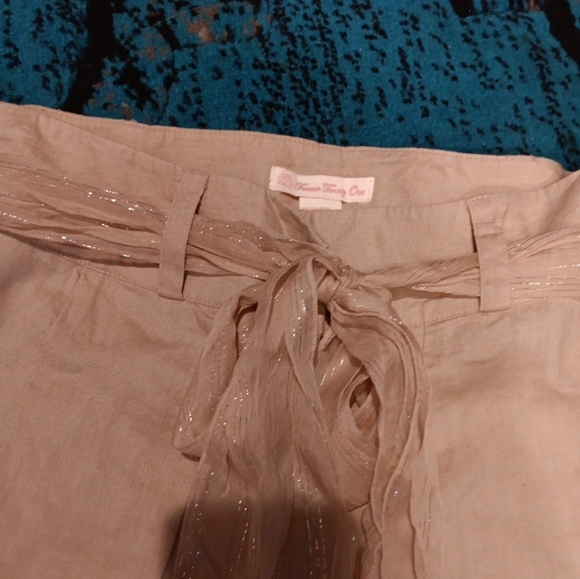 Forever Twenty One Wide-Leg Pants with Tie Belt Size M 100%LINEN - Picture 4 of 5